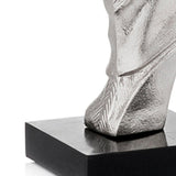 4" X 7.5" X 8.5" Silver And Black Bust On Bone Base Hound - Homeroots