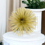 8" Gold Metal Sea Urchin Spiky Sphere - Homeroots