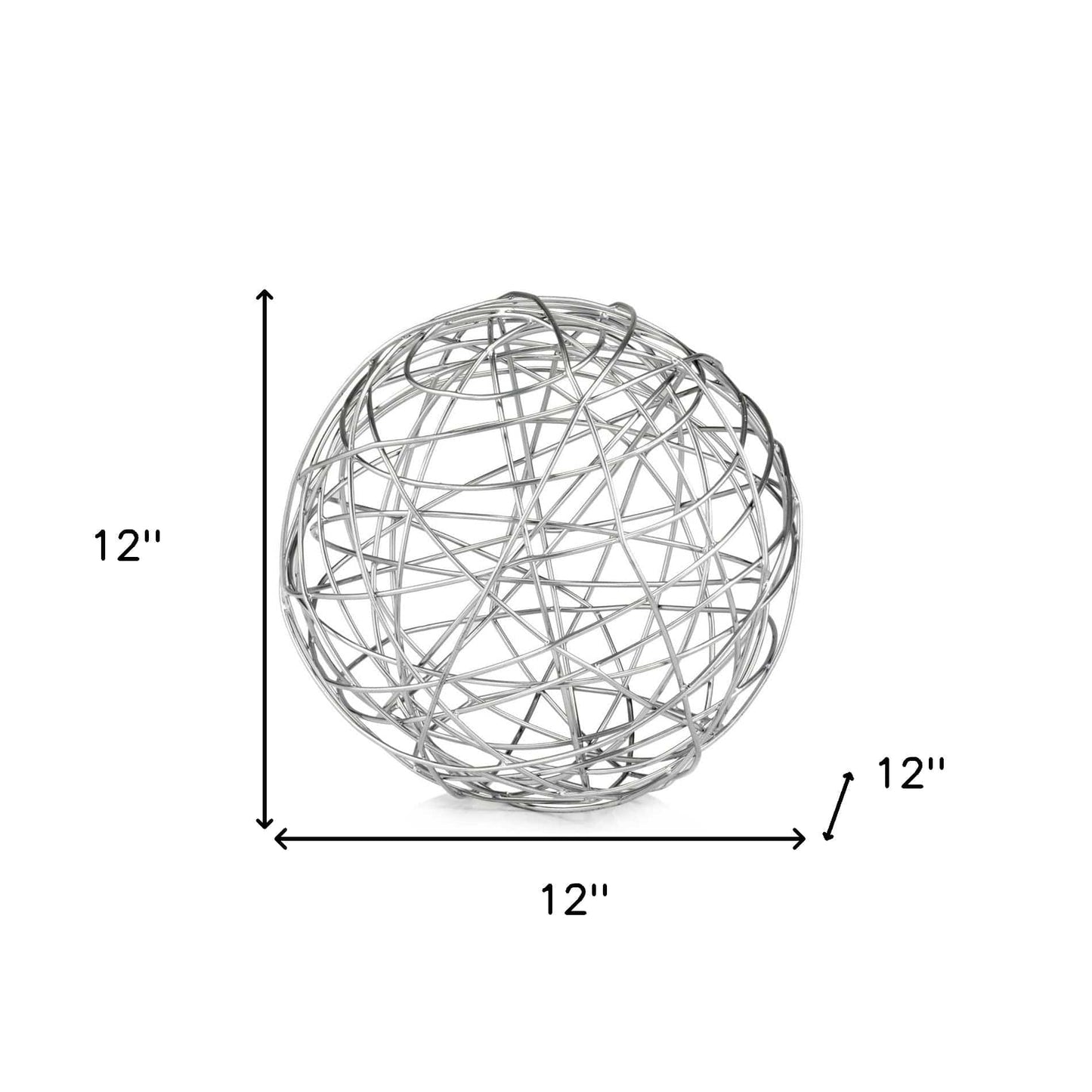 12" X 12" X 12" Silver Extra Large Wire Sphere - Homeroots - Flyclothing LLC