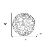 12" X 12" X 12" Silver Extra Large Wire Sphere - Homeroots - Flyclothing LLC