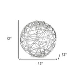 12" X 12" X 12" Silver Extra Large Wire Sphere - Homeroots