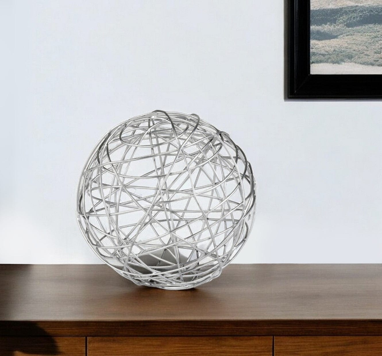 12" X 12" X 12" Silver Extra Large Wire Sphere - Homeroots - Flyclothing LLC