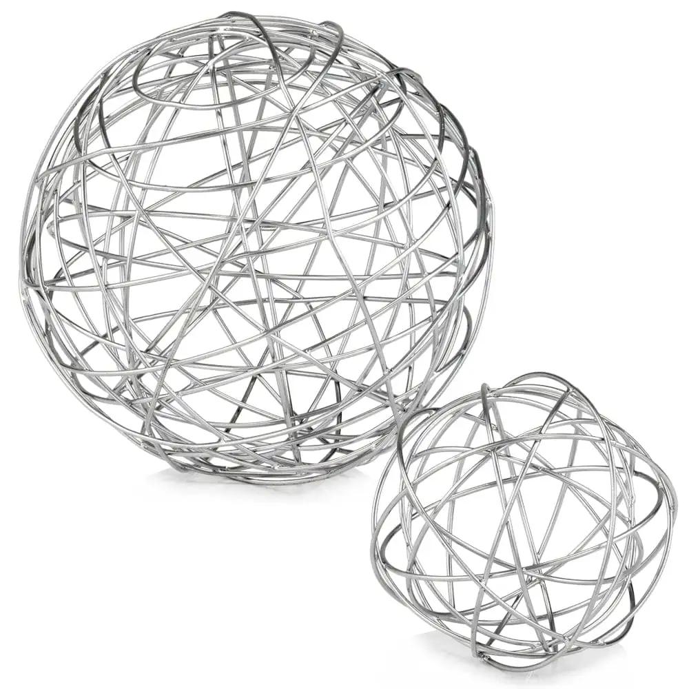 7" X 7" X 7" Silver Large Wire Sphere - Homeroots