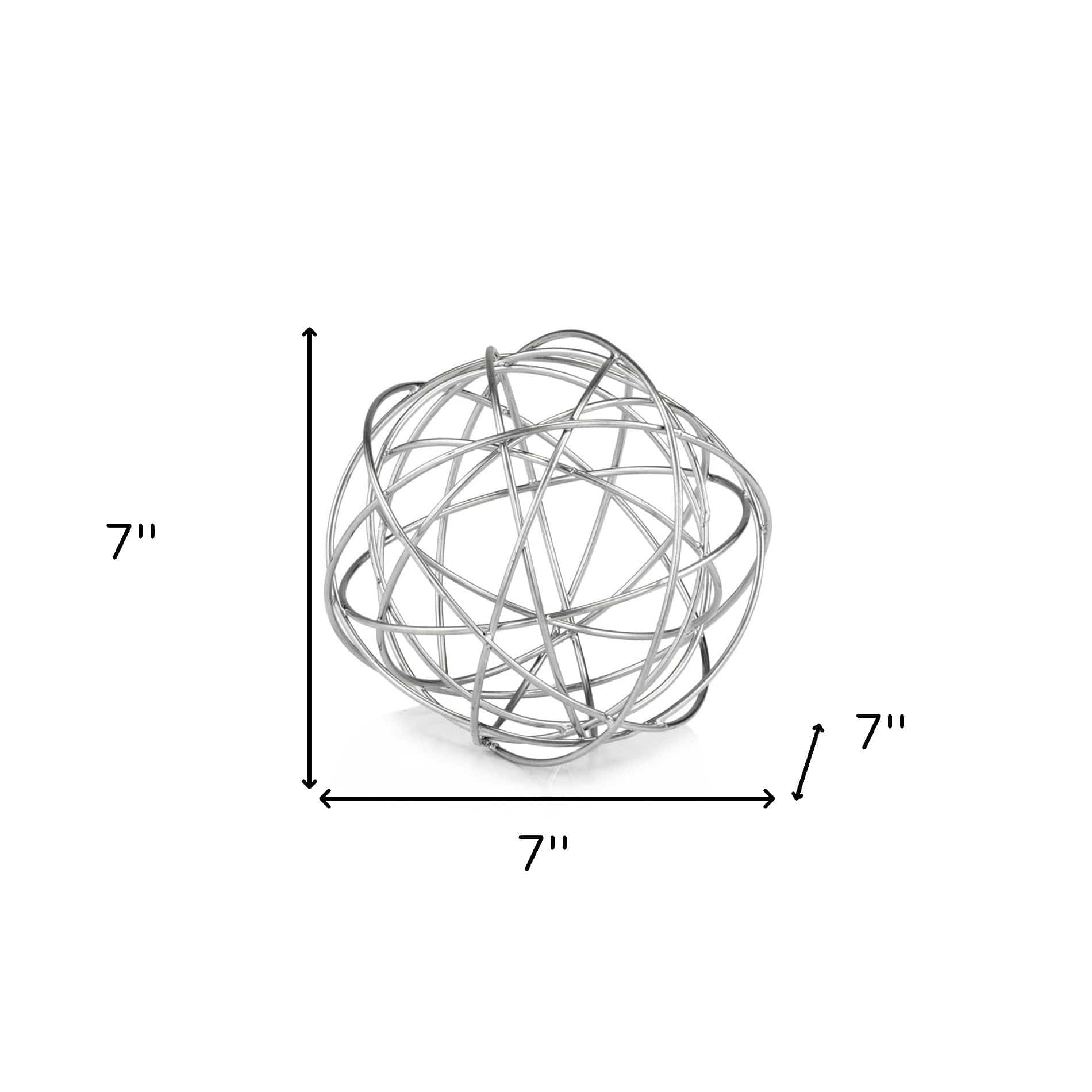 7" X 7" X 7" Silver Large Wire Sphere - Homeroots - Flyclothing LLC