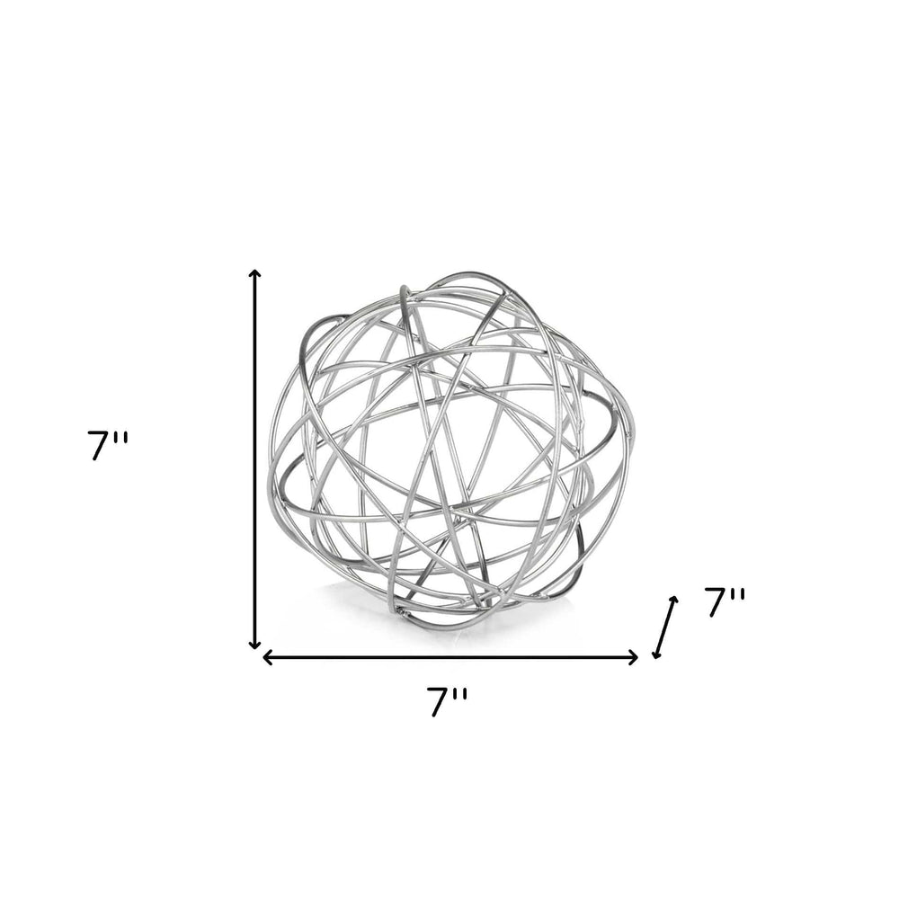 7" X 7" X 7" Silver Large Wire Sphere - Homeroots