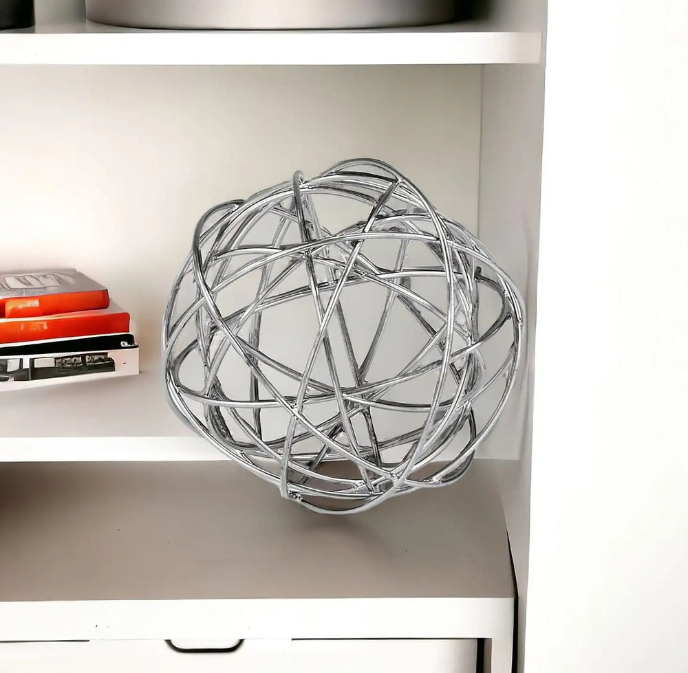 7" X 7" X 7" Silver Large Wire Sphere - Homeroots
