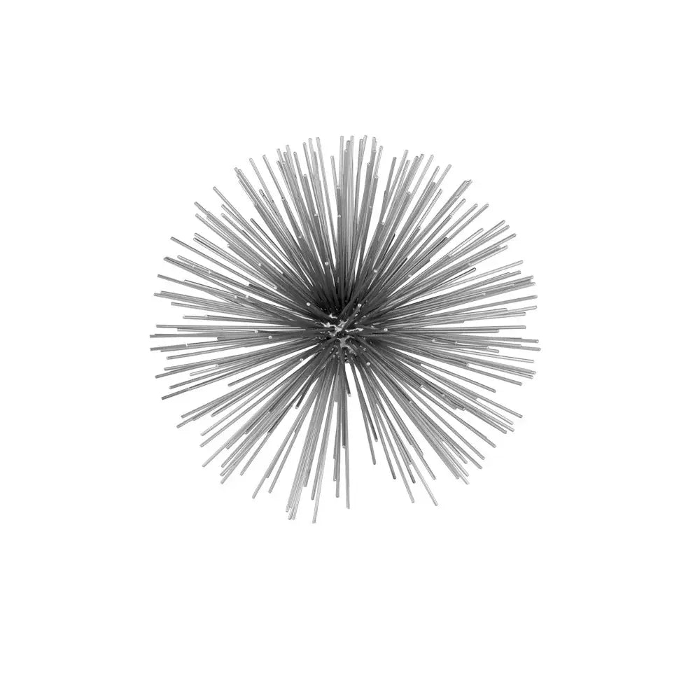 8" Silver Metal Spiky Sphere Tabletop Sculpture - Homeroots - Flyclothing LLC
