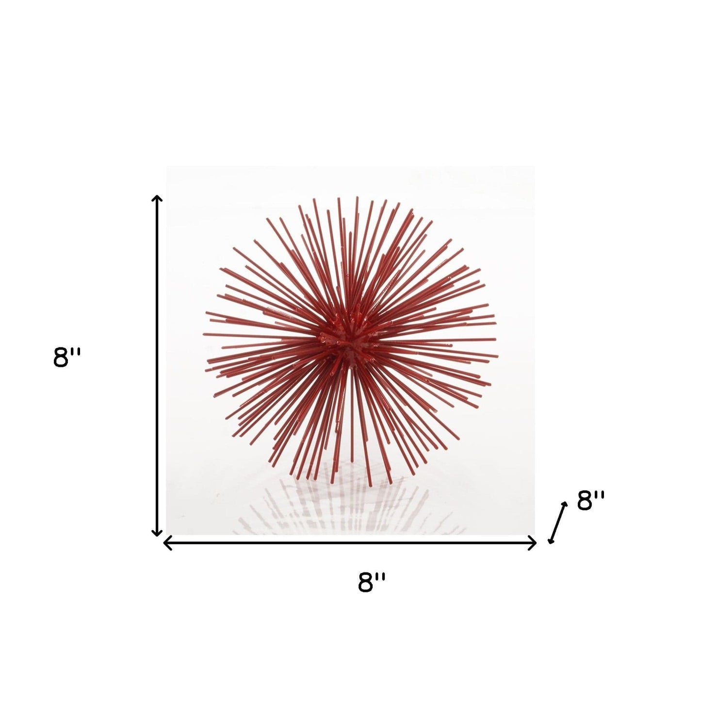 8" X 8" X 8" Red Medium Spiked Sphere - Homeroots - Flyclothing LLC