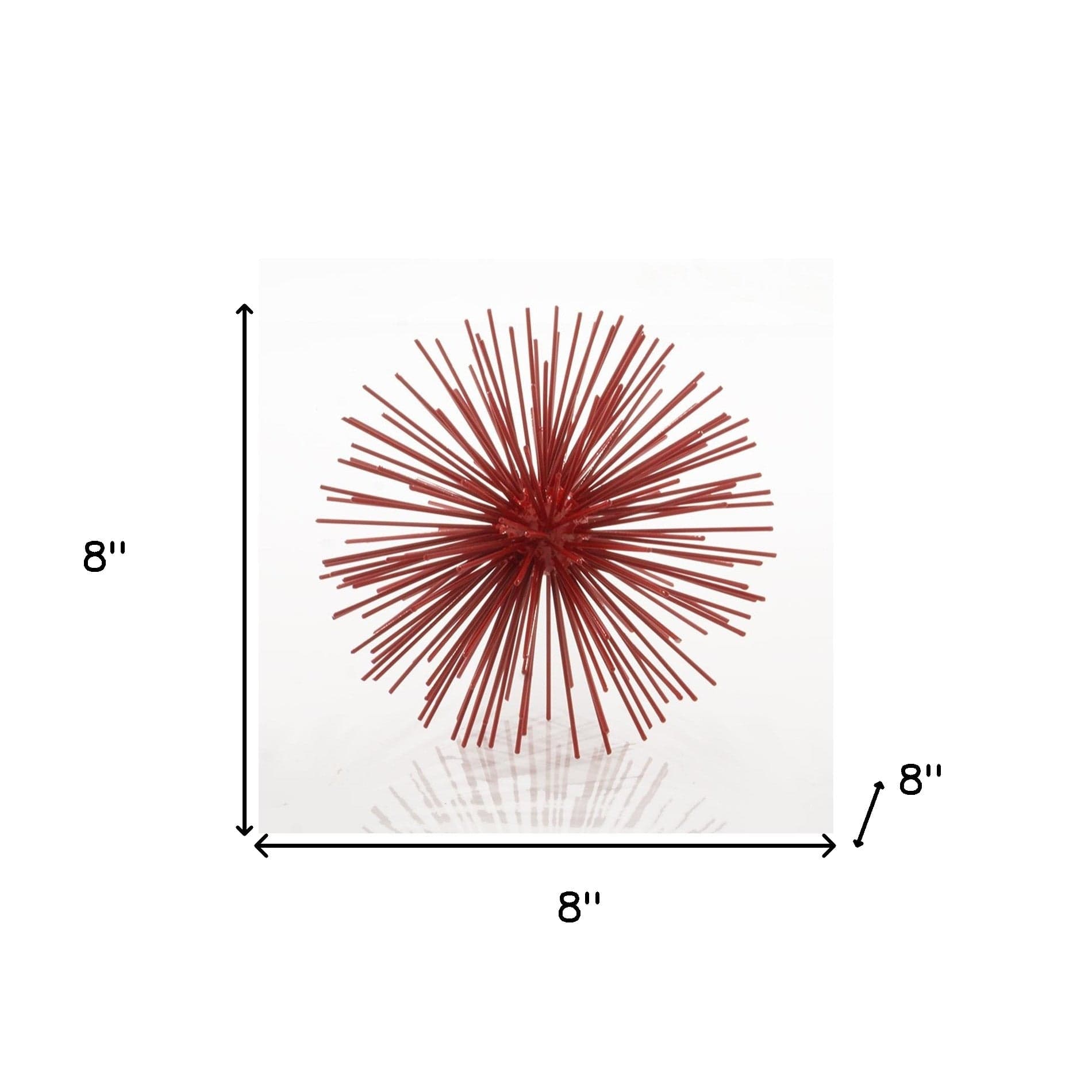 8" X 8" X 8" Red Medium Spiked Sphere - Homeroots - Flyclothing LLC