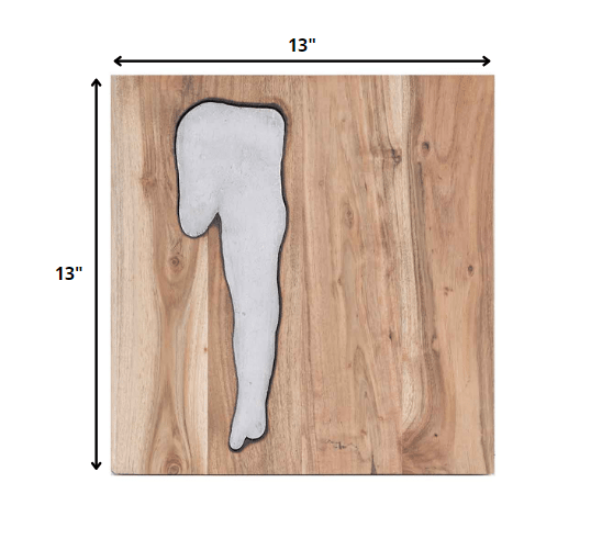 13" X 13" X 1" Silver Natural Wood And Metal Wall Tile - Homeroots - Flyclothing LLC