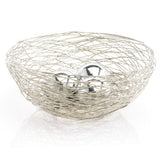 12" Silver Aluminum Abstract Wire Round Centerpiece Bowl - Homeroots
