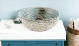 12" Silver Aluminum Abstract Wire Round Centerpiece Bowl - Homeroots