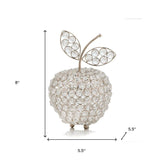 8" Silver and Faux Crystal Decorative Apple Tabletop Sculpture - Homeroots