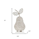 10" Silver and Faux Crystal Decorative Pear Tabletop Sculpture - Homeroots - Flyclothing LLC