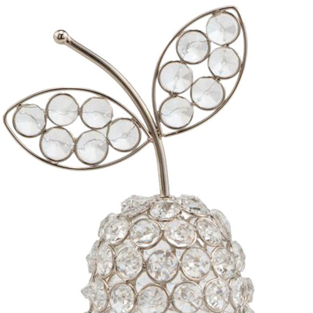 10" Silver and Faux Crystal Decorative Pear Tabletop Sculpture - Homeroots - Flyclothing LLC