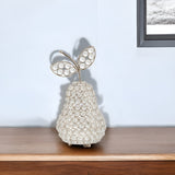 10" Silver and Faux Crystal Decorative Pear Tabletop Sculpture - Homeroots