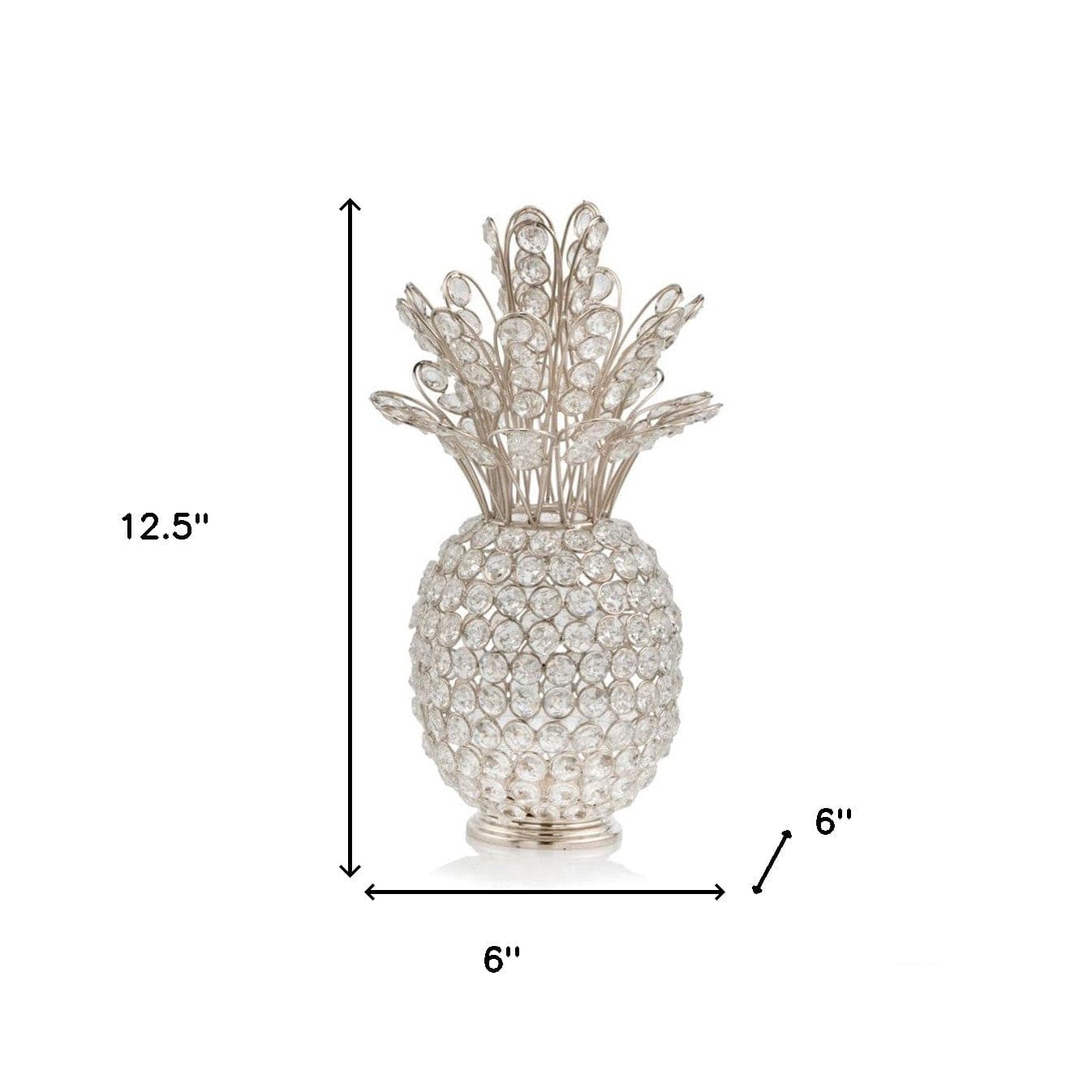 13" Silver Metal Decorative Pineapple - Homeroots - Flyclothing LLC
