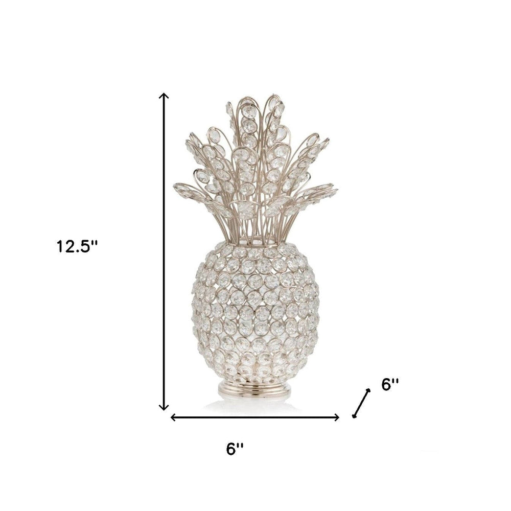 13" Silver Metal Decorative Pineapple - Homeroots