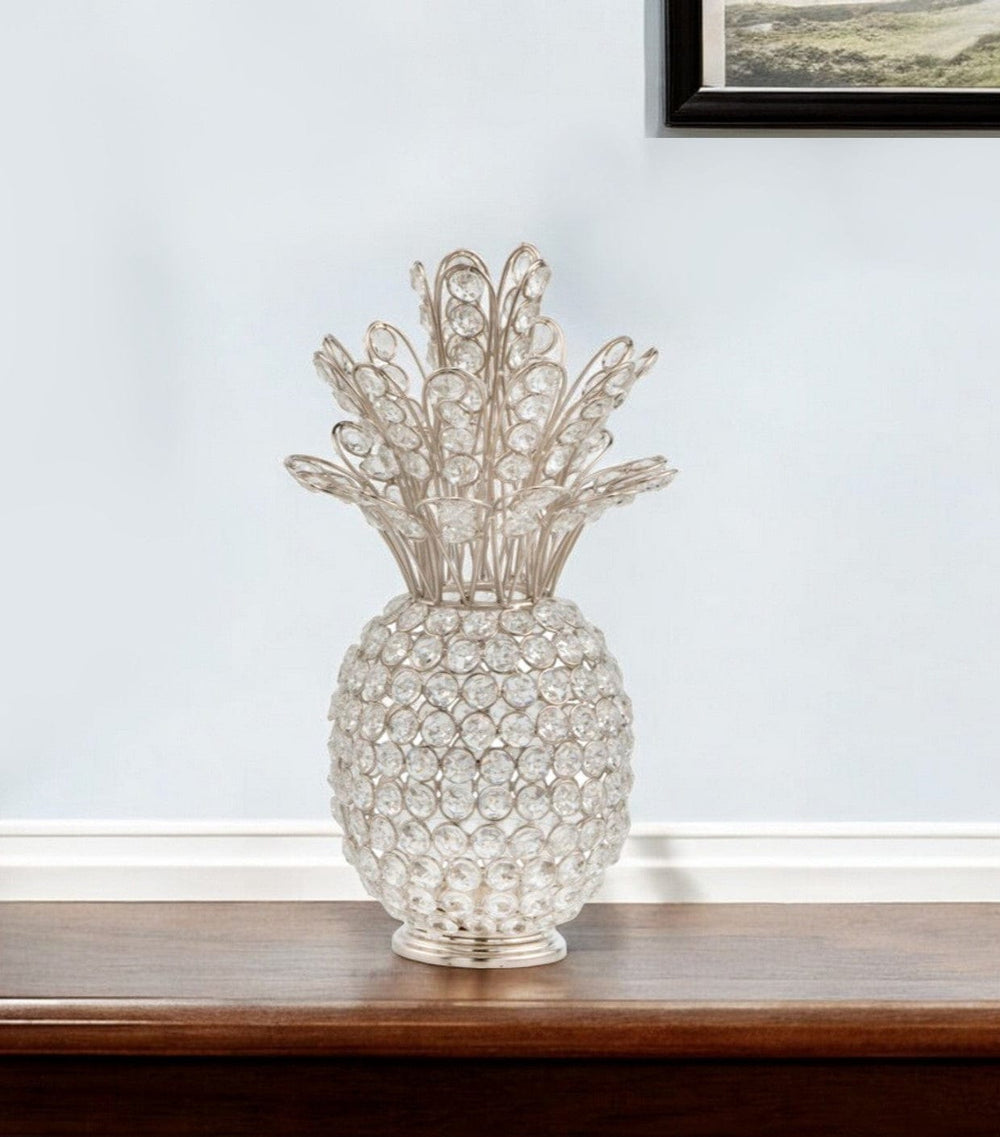 13" Silver Metal Decorative Pineapple - Homeroots