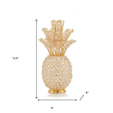 13" Gold and Faux Crystal Pineapple Tabletop Sculpture - Homeroots