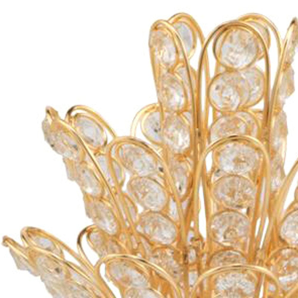 13" Gold and Faux Crystal Pineapple Tabletop Sculpture - Homeroots