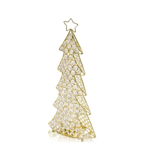 16" Glam Gold And Faux Crystal Christmas Tree - Homeroots