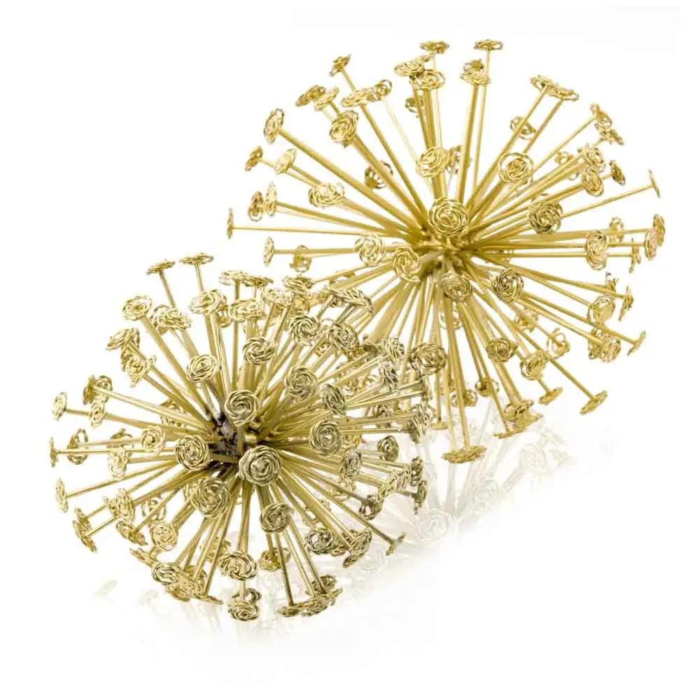 6.5" X 6.5" X 6.5" Gold Starburst Spheres Set Of 2 - Homeroots