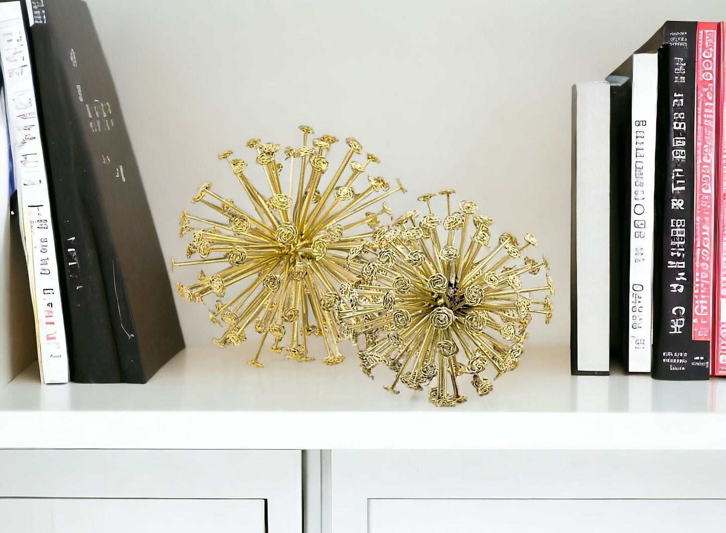 6.5" X 6.5" X 6.5" Gold Starburst Spheres Set Of 2 - Homeroots - Flyclothing LLC