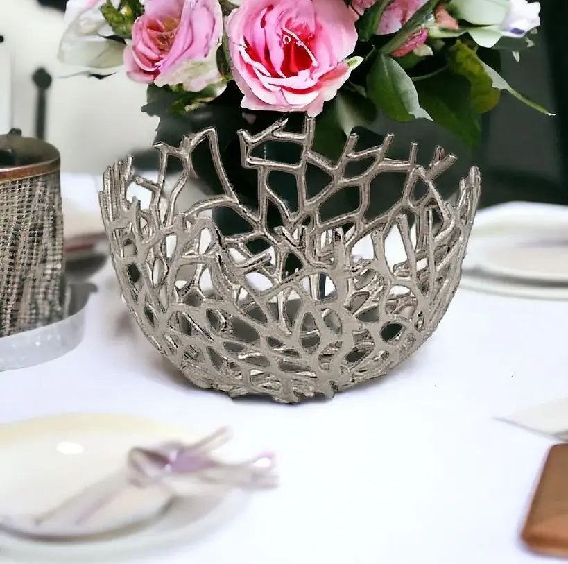 Round Silver Twigs Centerpiece Bowl - Homeroots - Flyclothing LLC