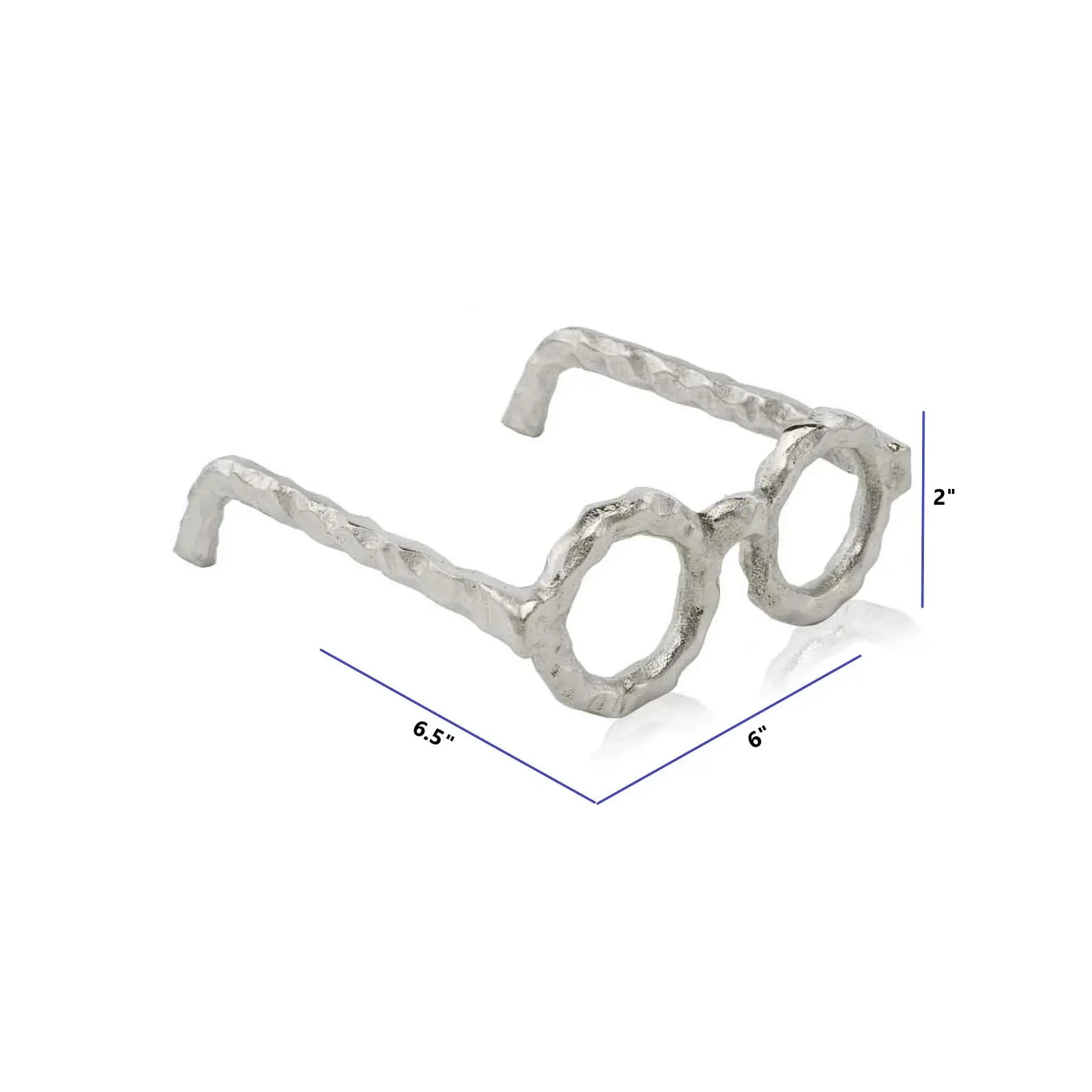 Hammered Silver Metal Eyeglasses Sculpture - Homeroots - Flyclothing LLC