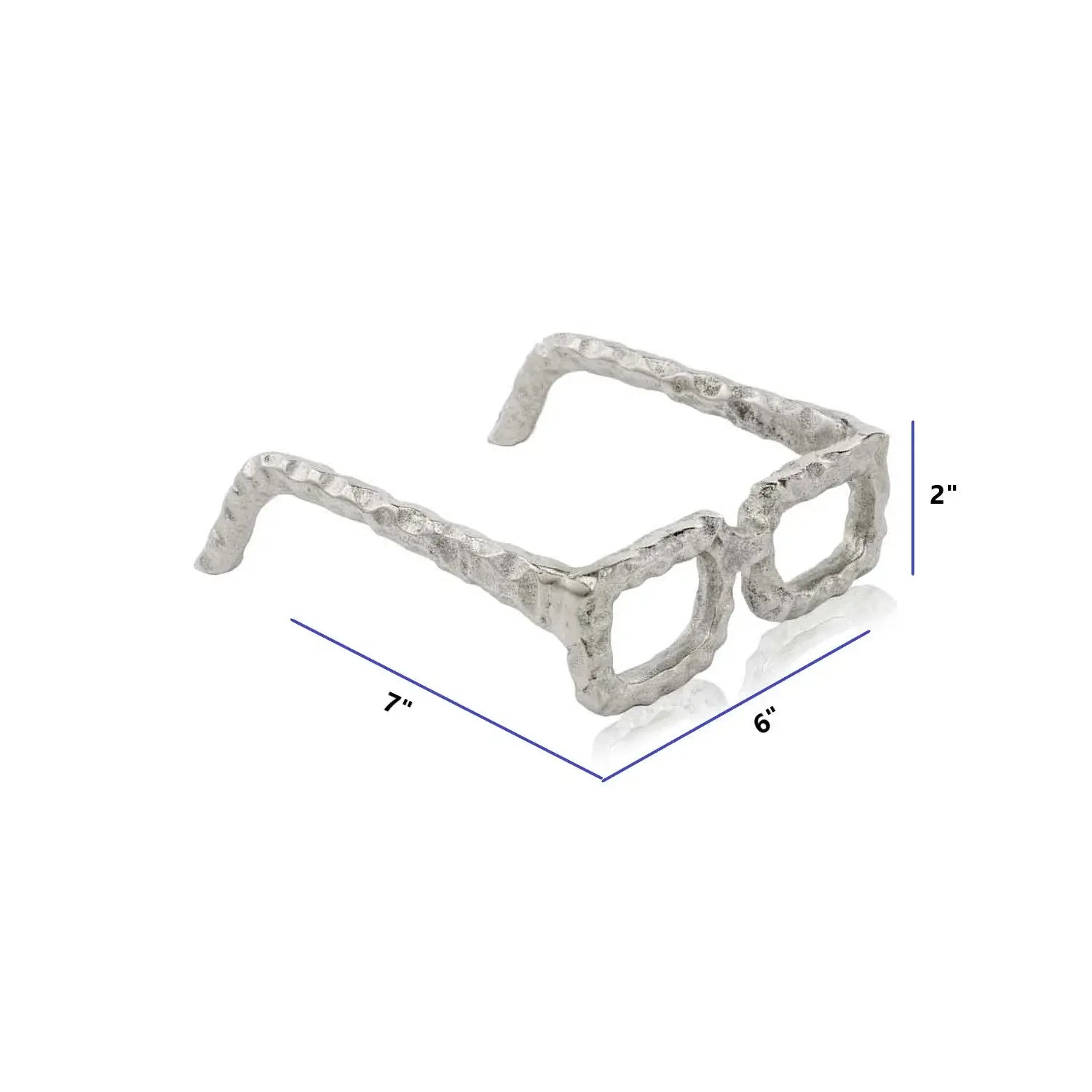 7" Silver Buffed Aluminum Decorative Eyeglasses Sculpture - Homeroots - Flyclothing LLC