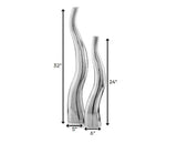 Set of Two Silver Aluminum Squiggly Table Vases - Homeroots - Flyclothing LLC