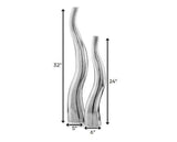 Set of Two Silver Aluminum Squiggly Table Vases - Homeroots - Flyclothing LLC