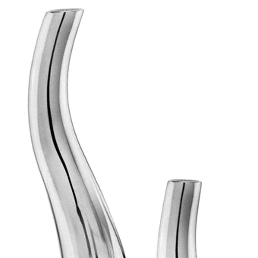 Set of Two Silver Aluminum Squiggly Table Vases - Homeroots - Flyclothing LLC