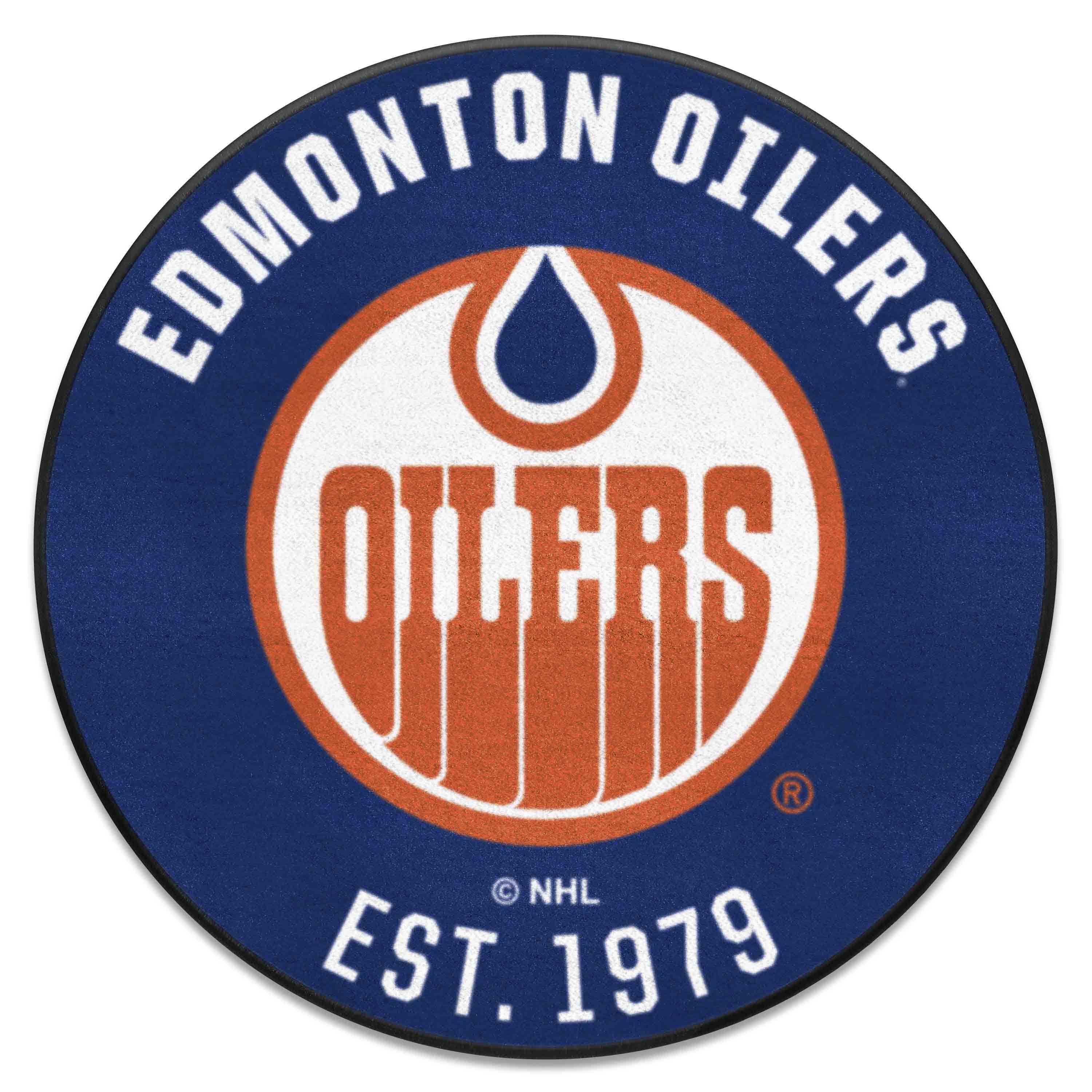 NHLRETRO Edmonton Oilers Roundel Rug - 27in. Diameter - Edmonton Oilers