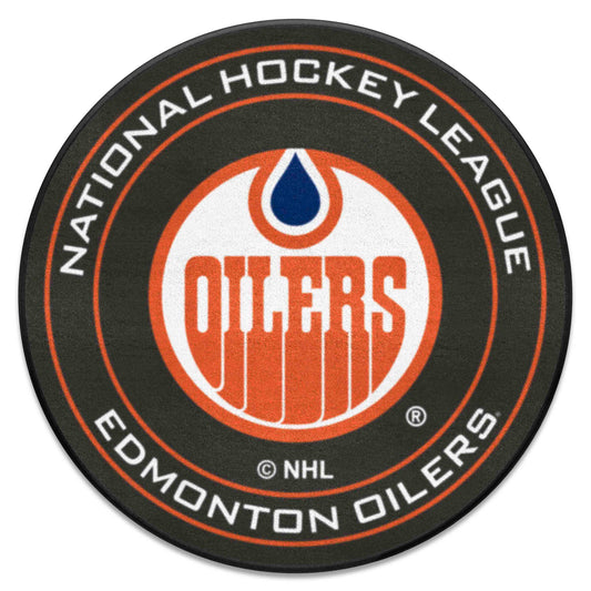 NHLRETRO Edmonton Oilers Hockey Puck Rug - 27in. Diameter - Edmonton Oilers