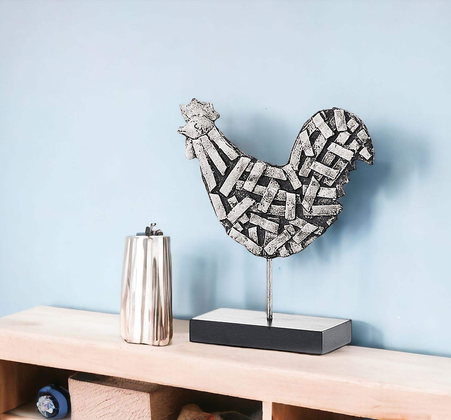11" Black and Silver Aluminum Tabletop Sculpture - Homeroots - Flyclothing LLC