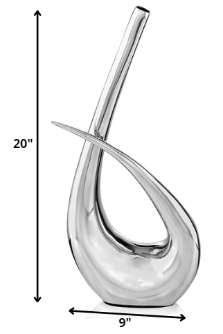 20" Aluminum Silver Modern Abstract Table Vase - Homeroots - Flyclothing LLC