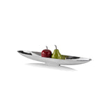 32" Contempo Shiny Silver Long Boat Tray - Homeroots