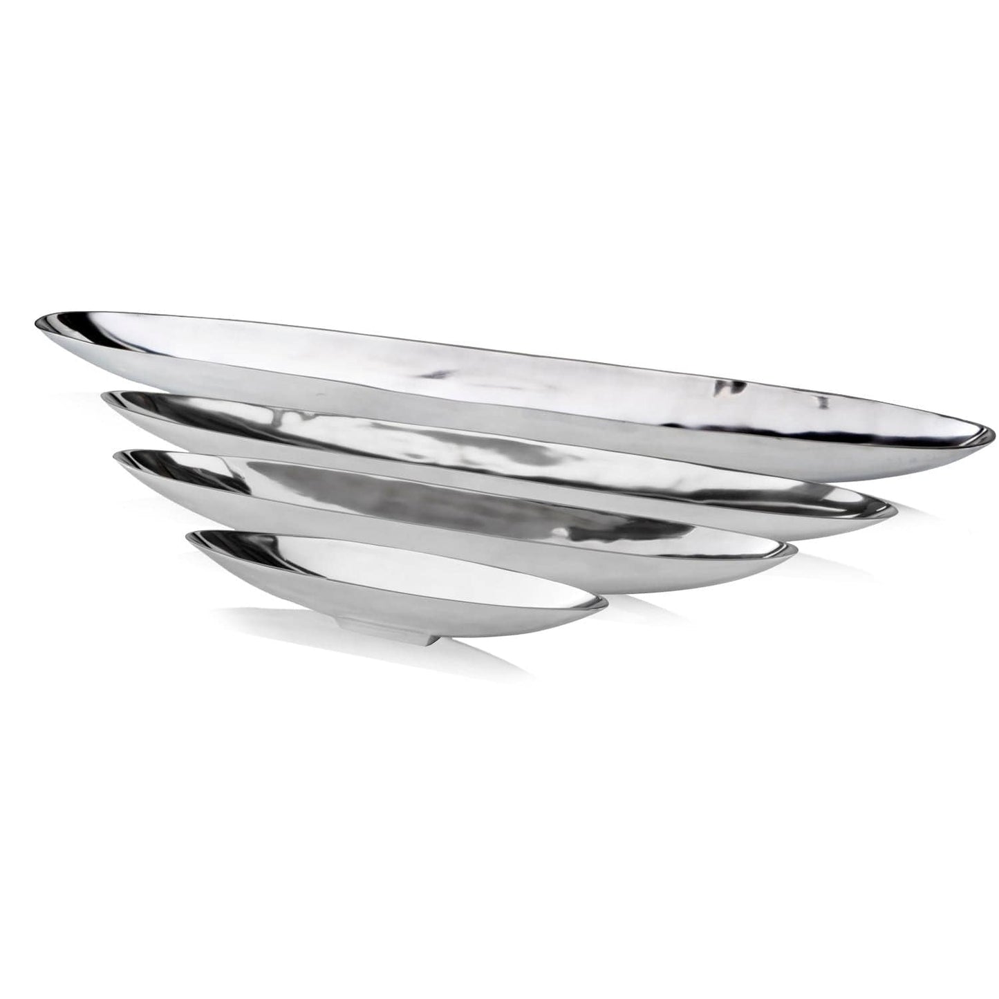 32" Contempo Shiny Silver Long Boat Tray - Homeroots - Flyclothing LLC
