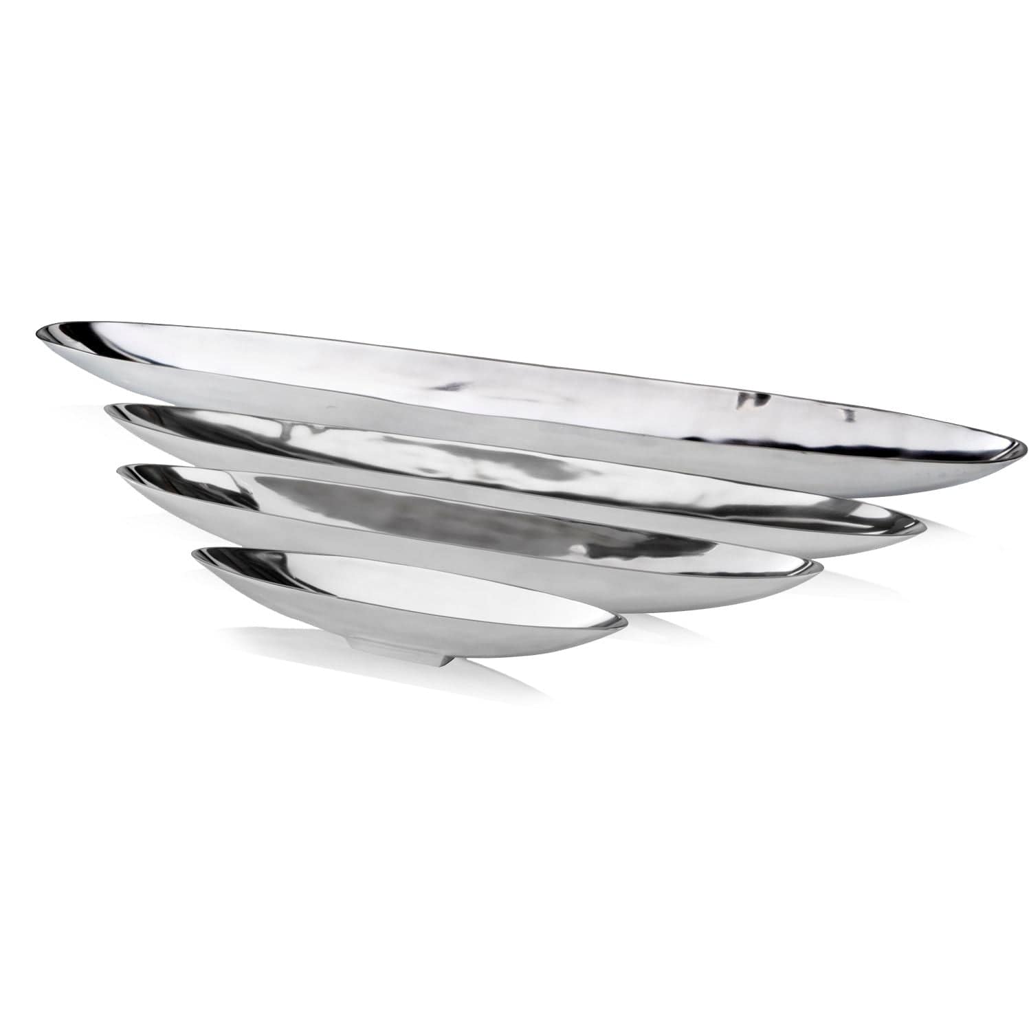 32" Contempo Shiny Silver Long Boat Tray - Homeroots - Flyclothing LLC