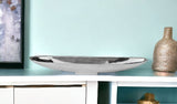 32" Contempo Shiny Silver Long Boat Tray - Homeroots