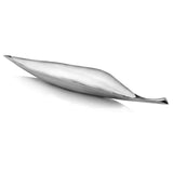 36" Silver Aluminum Leaf Shaped Centerpiece Bowl - Homeroots