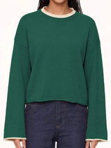 Crew Neck Dropped Shoulder Sweater - Trendsi - Flyclothing LLC