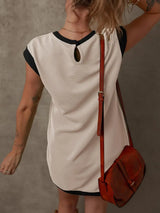 Round Neck Cap Sleeve Mini Dress - Trendsi - Flyclothing LLC