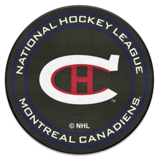 NHLRETRO Montreal Canadiens Hockey Puck Rug - 27in. Diameter - Montreal Canadiens