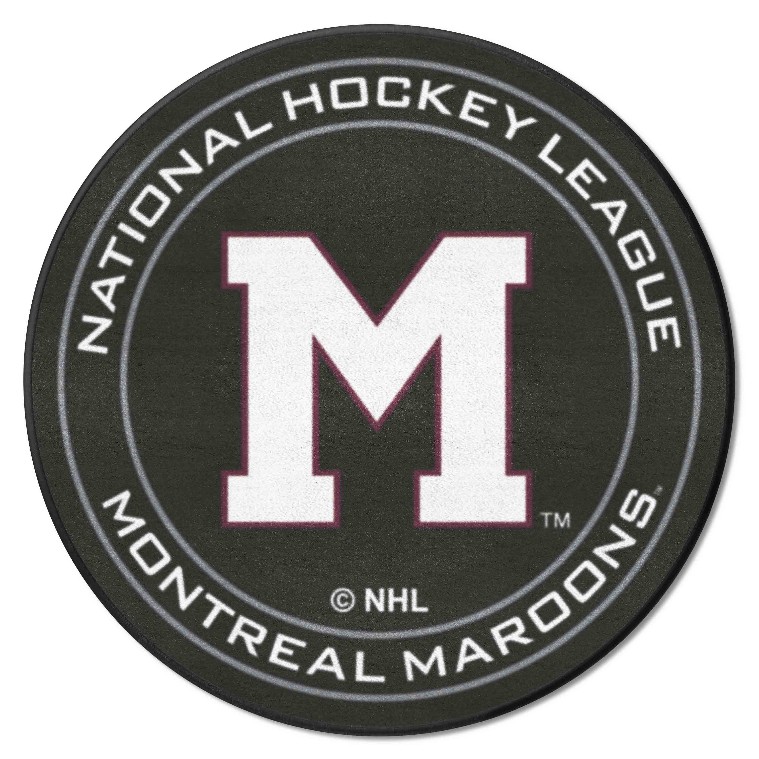 NHLRETRO Montreal Maroons Hockey Puck Rug - 27in. Diameter - Montreal Maroons