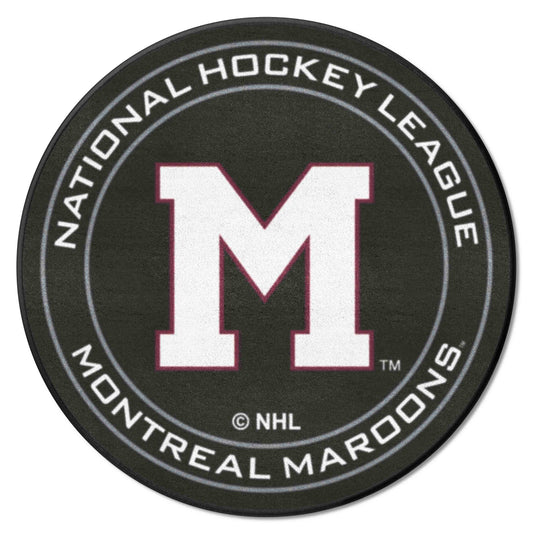 NHLRETRO Montreal Maroons Hockey Puck Rug - 27in. Diameter - Montreal Maroons