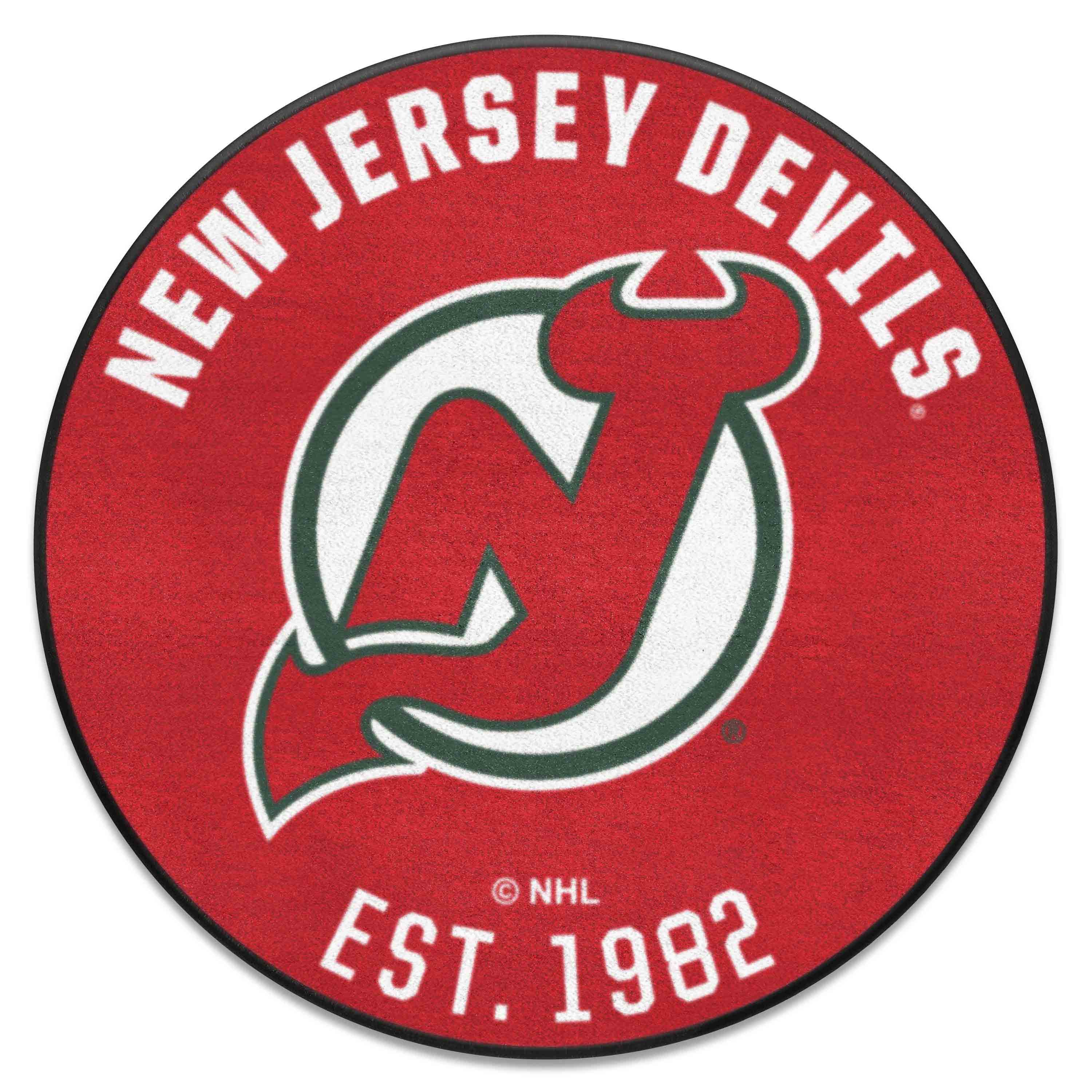 NHLRETRO New Jersey Devils Roundel Rug - 27in. Diameter - New Jersey Devils