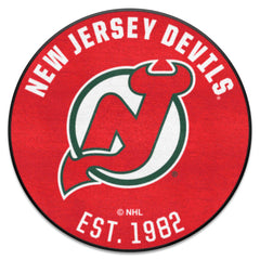 NHLRETRO New Jersey Devils Roundel Rug - 27in. Diameter - New Jersey Devils